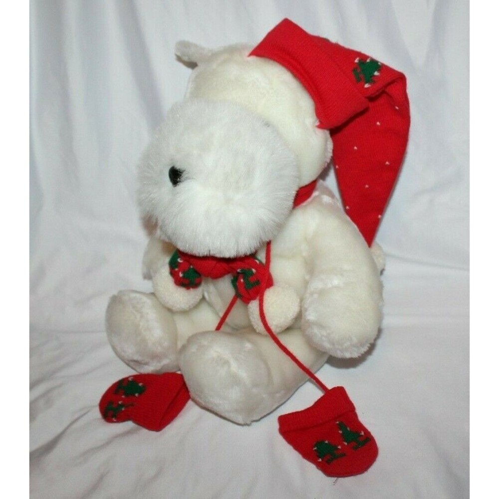 Schnauzer Dog Plush Toy White Stuffed Large Dog Fluffy Christmas 20" Large Toy